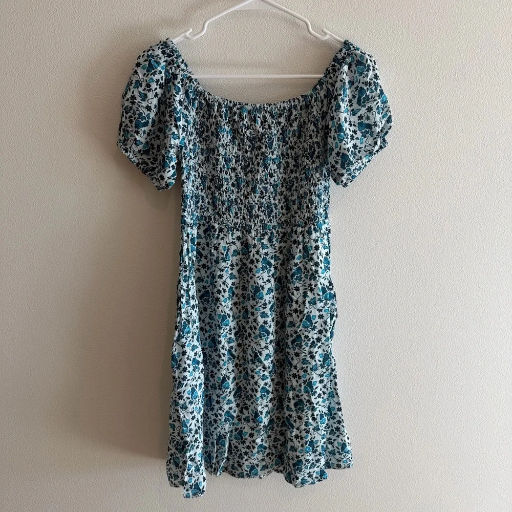 Kenny Flowers Sonoma Blue and White Floral Off-Shoulder Mini Dress - Picture 7 of 9